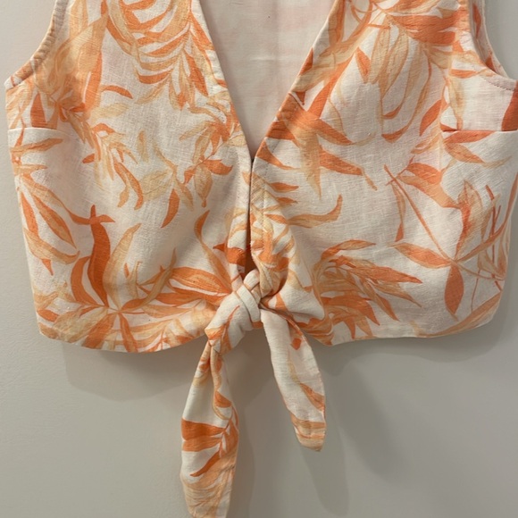 Abercrombie linen blend front tie crop top - Picture 3 of 8